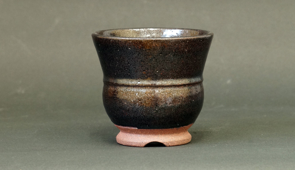 前方後円鉢 ブラック 艸屋 10cm A034