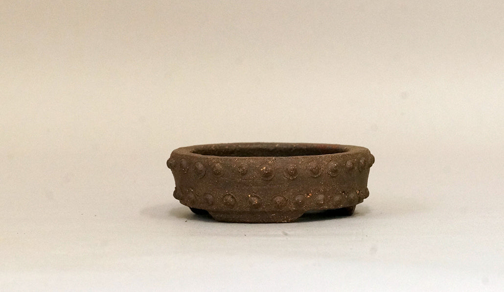 鋲打ち無釉浅鉢 越前文山 7.4cm B050