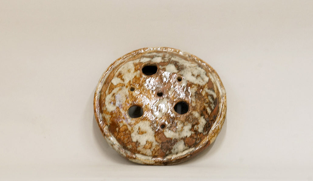 白とベージュの浅鉢 越前文山 16.3cm B067