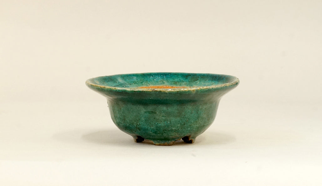 カリーナ グリーンのフチ付き丸鉢 11cm C21091