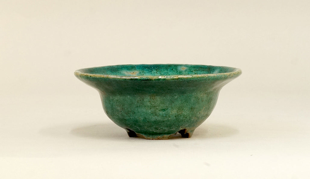 カリーナ グリーンのフチ付き丸鉢 11cm C21091