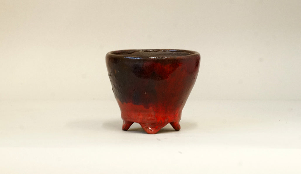 流れる赤の丸鉢 カリーナ 9.6cm C23046