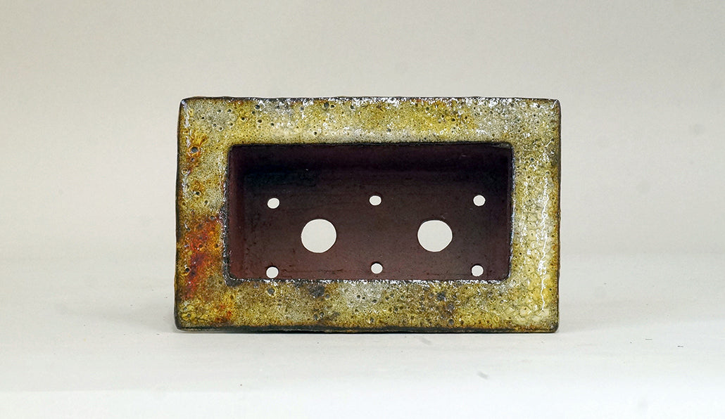 赤と黄の広縁長方鉢 カリーナ 14.2cm C24059