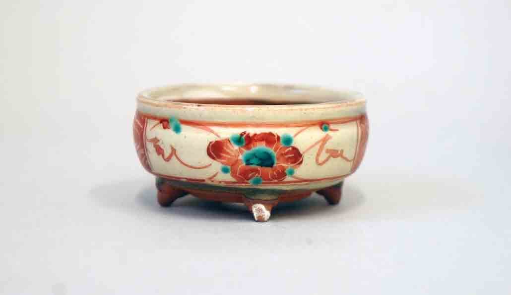 植物に合う!赤絵丸鉢 月山 6.3 × 3.1 cm