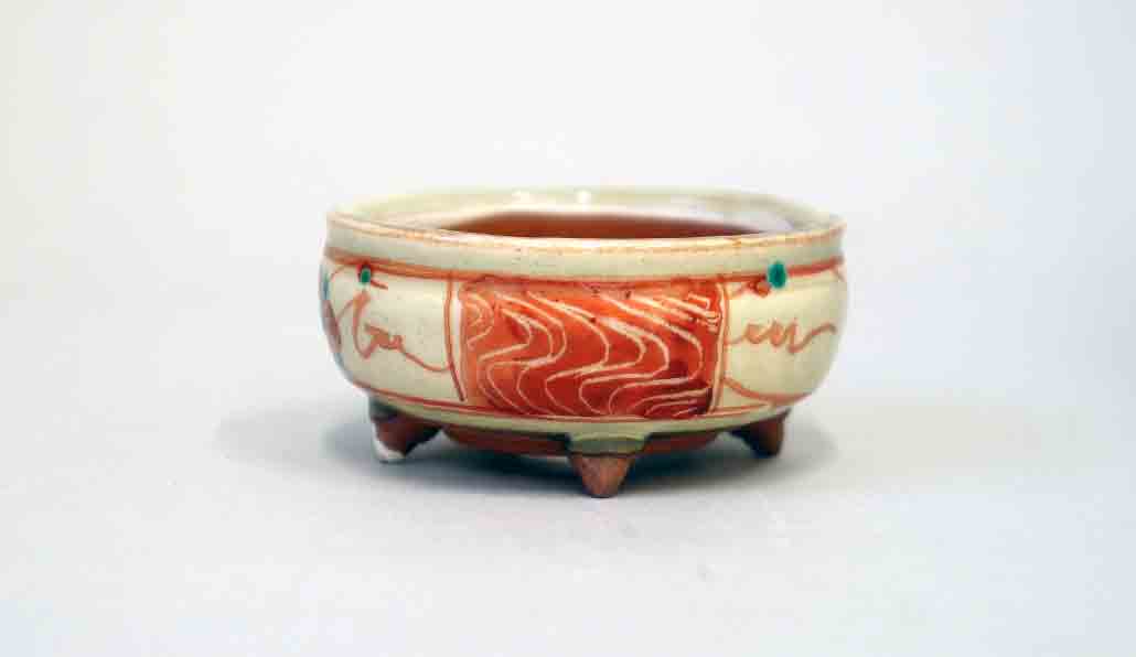 植物に合う!赤絵丸鉢 月山 6.3 × 3.1 cm