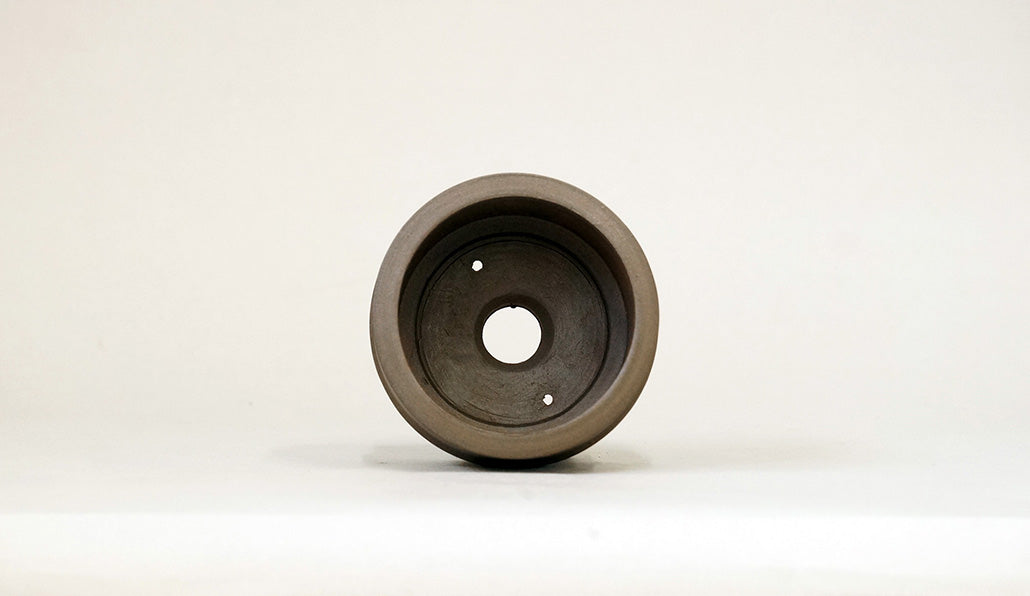紫泥樽型丸鉢 3脚付 英明 8.3cm JE027