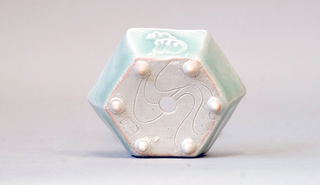 青白磁六角鉢 白波 月山 7cm JG141