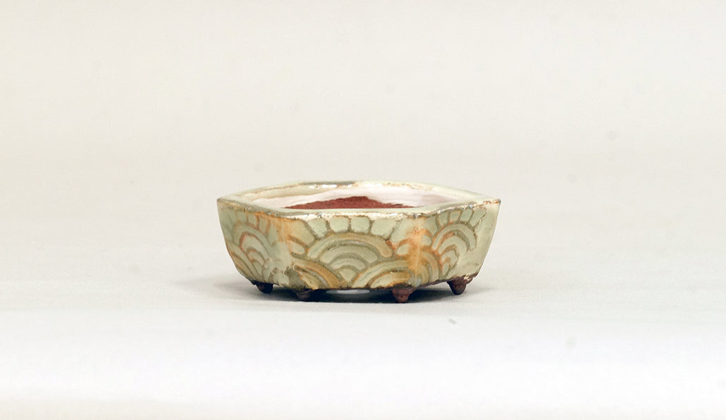 波模様六角押し鉢 月山 6.5cm JG271
