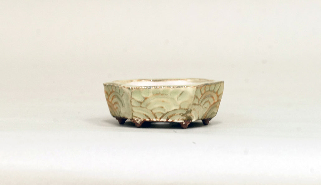 波模様六角押し鉢 月山 6.5cm JG271