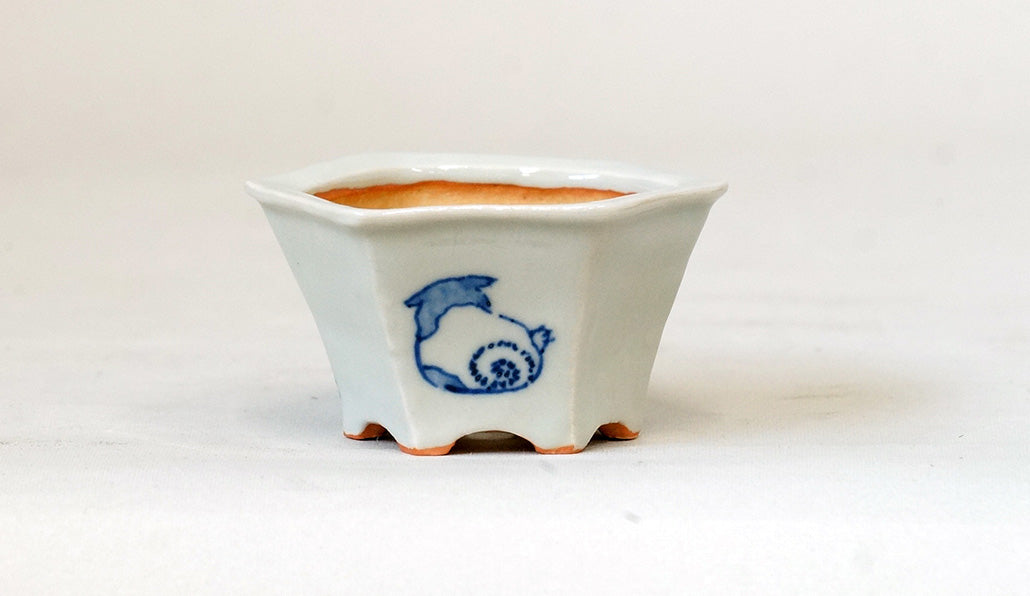 再入荷!三面子犬図六角鉢 月山 7cm JG311