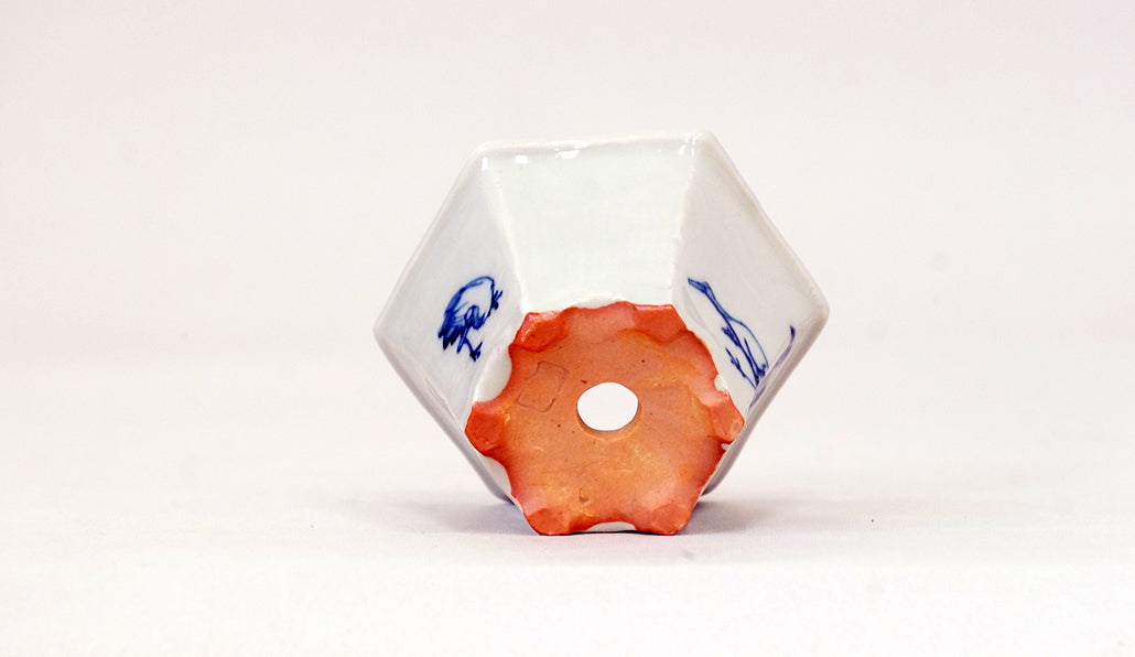 再入荷!丹頂鶴の六角鉢 月山 7cm JG334