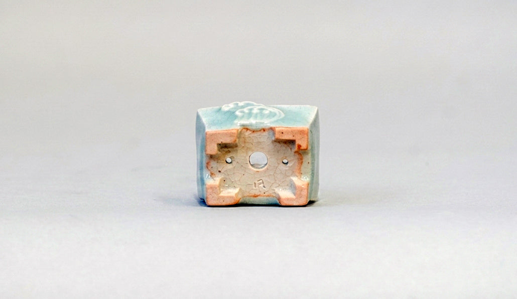 青白磁豆長方鉢 白波 月山 3.6cm JG362