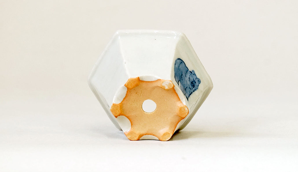 キタキツネの六角鉢 月山 7cm JG376 (北の動物シリーズ)