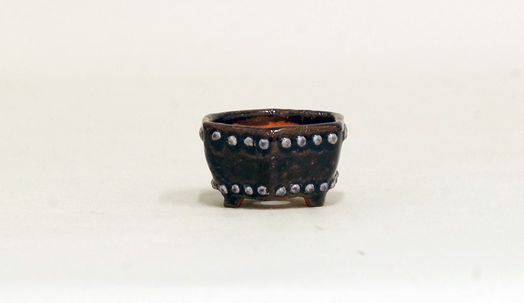 パープル鋲打ち六角鉢 みさき圭 3.8cm K015