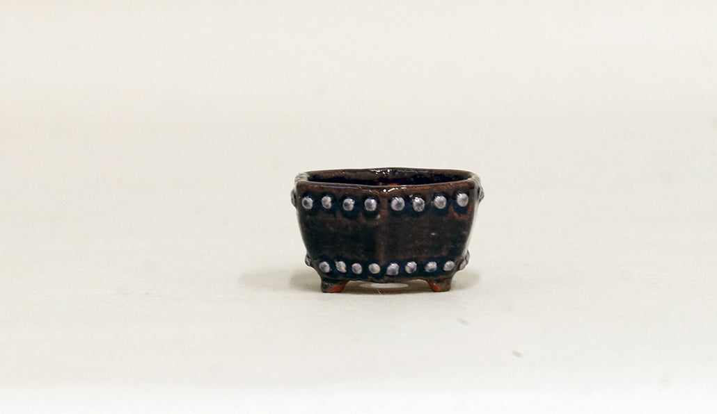パープル鋲打ち六角鉢 みさき圭 3.8cm K015