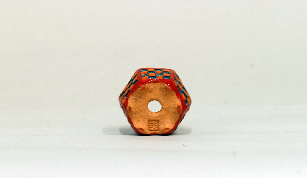 オレンジと青の市松六角鉢 みさき圭 3.5cm K018