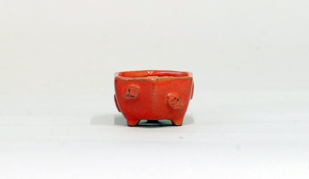 葉っぱレリーフの六角鉢 みさき圭 3.7cm K021