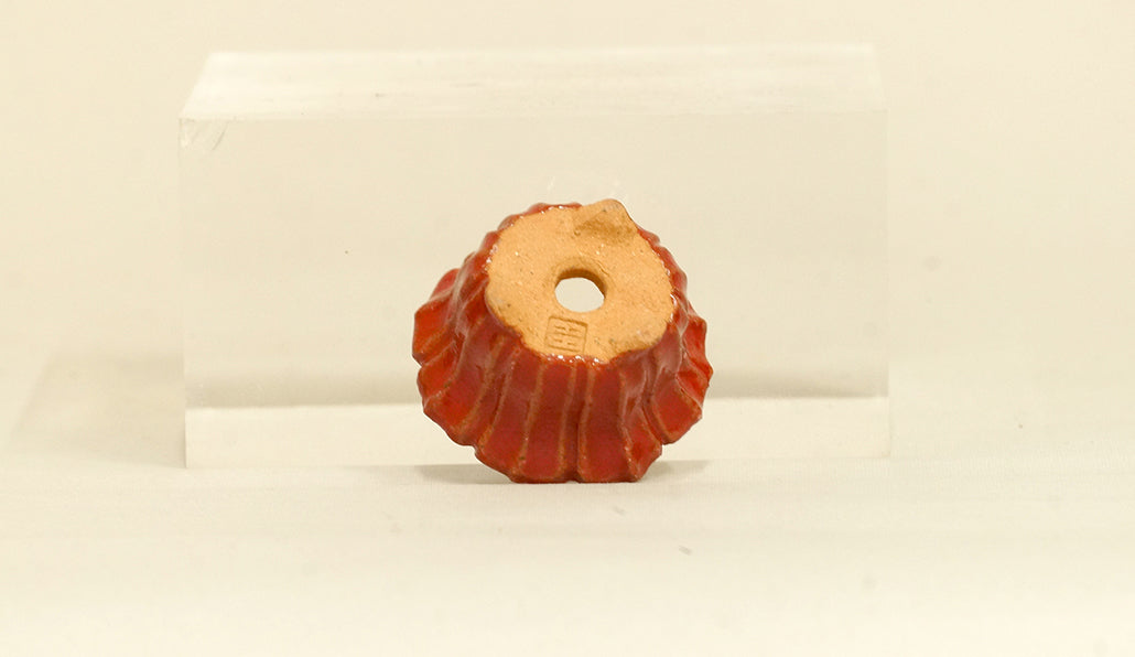 鮮やかレッドの輪花鉢 みさき圭 4cm K029