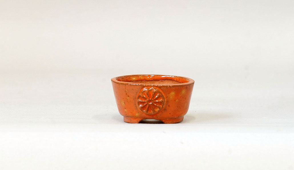 オレンジの花紋付丸鉢 圭 4.3cm K038