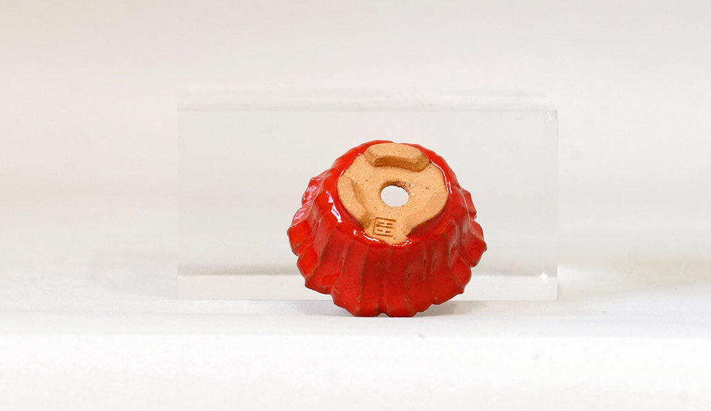 鮮やかレッドの輪花鉢 みさき圭 5cm K041