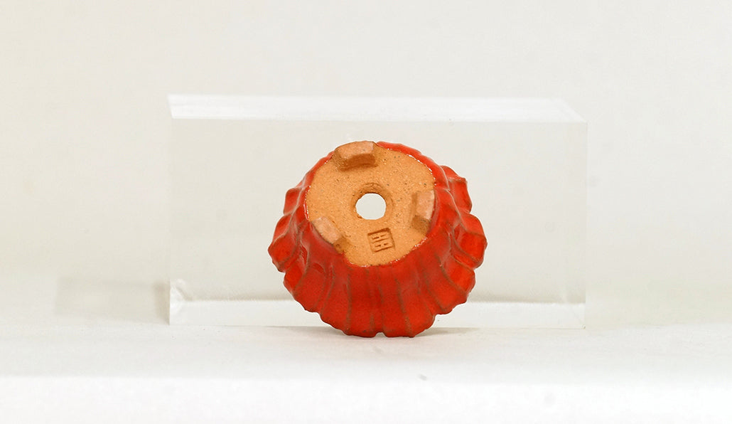 朱色の輪花鉢 みさき圭 5cm K057