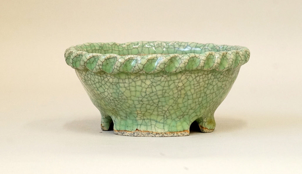 盆栽鉢ストアゆきもの｜盆栽鉢｜てるみ｜ライトグリーンの丸鉢 