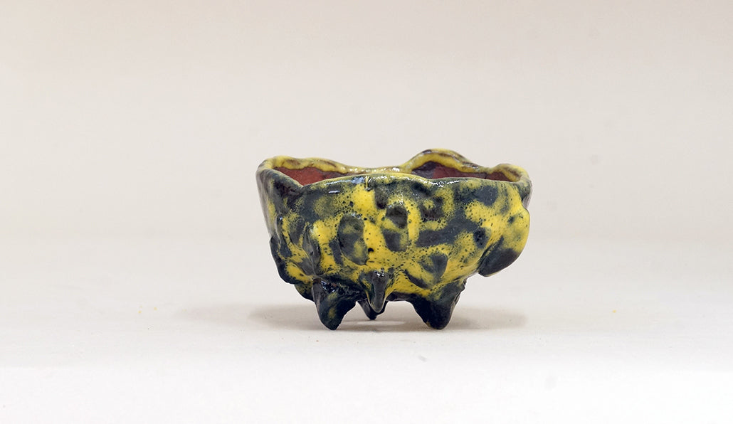 黄色の脚付き丸鉢 ホルビラ 7.5cm TH0024