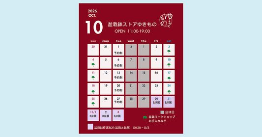 2026年10月の営業予定のご案内