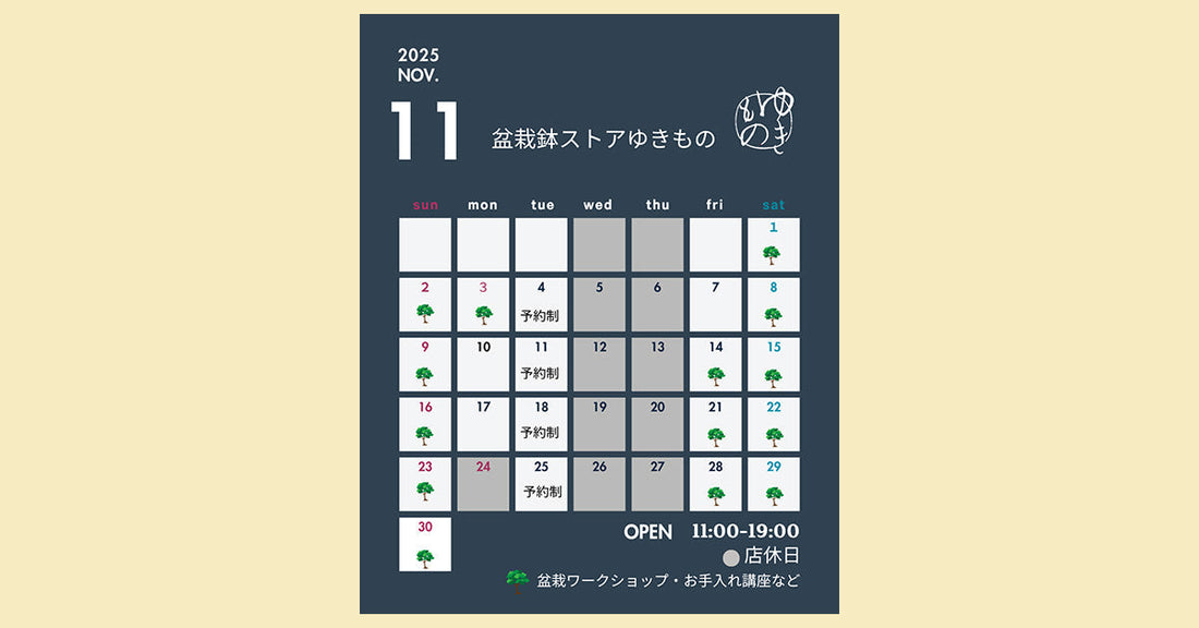 2025年11月の営業のお知らせ