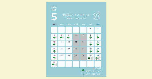 2026年５月の店舗営業ご案内