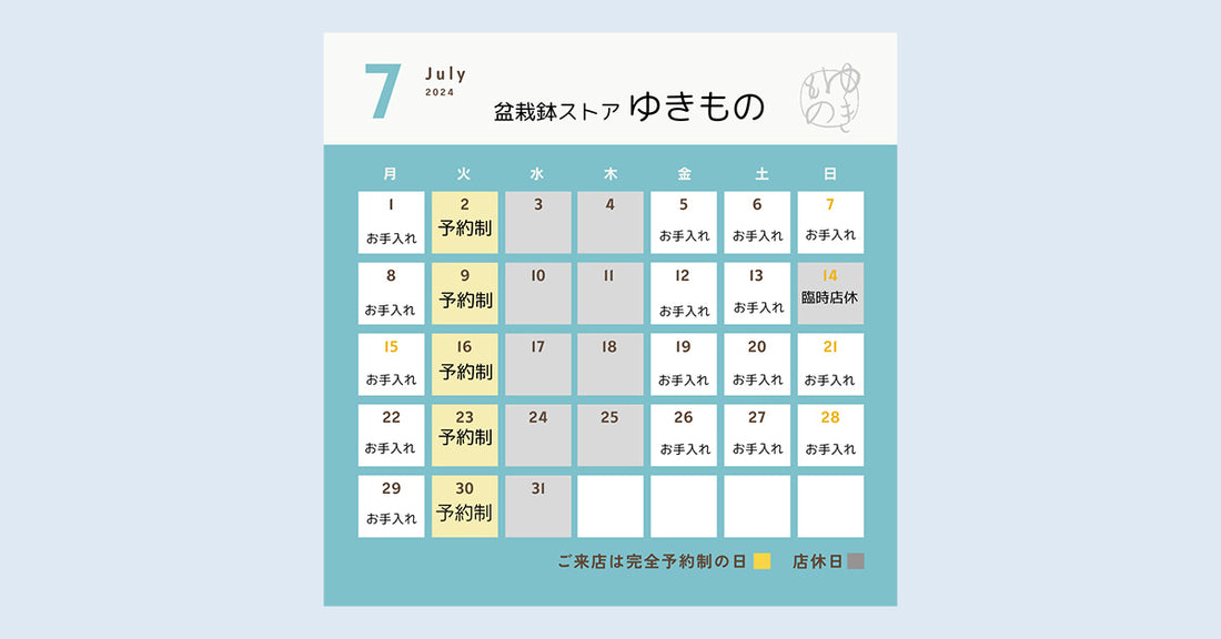 2024年7月の営業予定