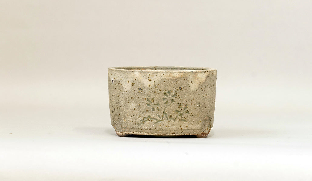 粉引筒形丸鉢（絵付）艸屋  12.8cm A065