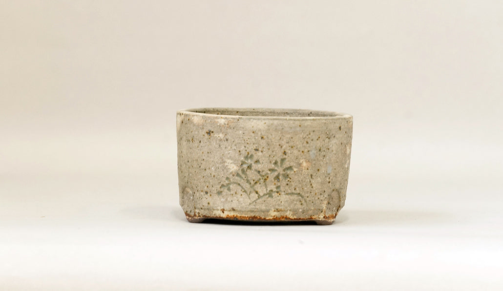 粉引筒形丸鉢（絵付）艸屋  12.8cm A065