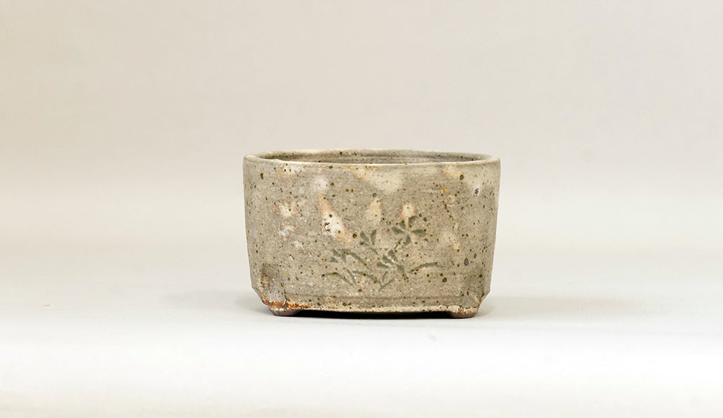 粉引筒形丸鉢（絵付）艸屋  12.8cm A065