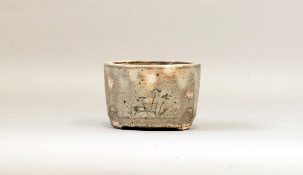 粉引筒形丸鉢（絵付）艸屋  7.8cm A066