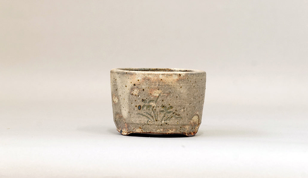 粉引筒形丸鉢（絵付）艸屋  7.8cm A066