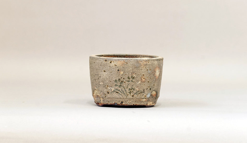 粉引筒形丸鉢（絵付）艸屋  7.8cm A066