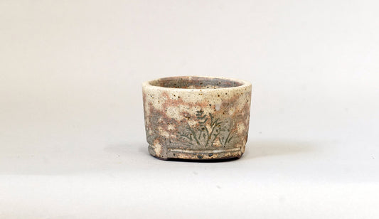 粉引筒形丸鉢（絵付）艸屋  7.8cm A070
