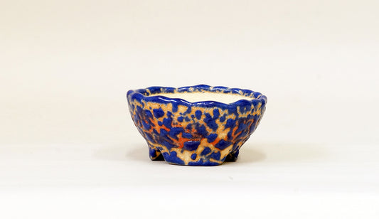 ブルーのかいらぎ鉢  越前文山 4.3cm B070