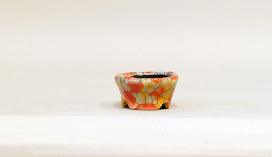 赤と黄色のミニ鉢 越前文山 4.8cm B089