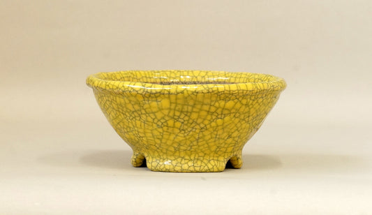 鮮やかイエローの丸鉢 越前文山 13.8cm B096