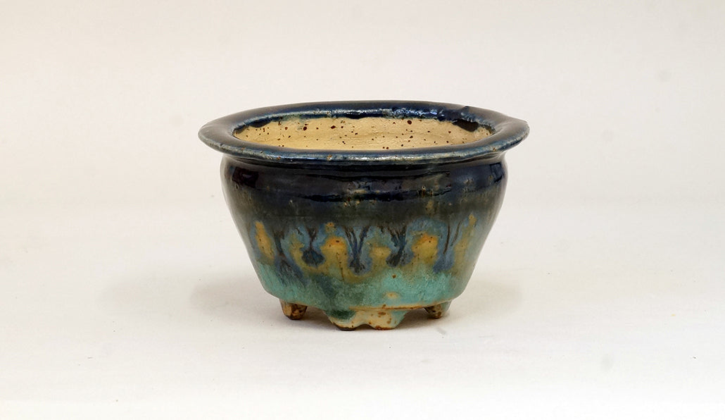 青と水色が流れる丸鉢 カリーナ 11.5cm C24006