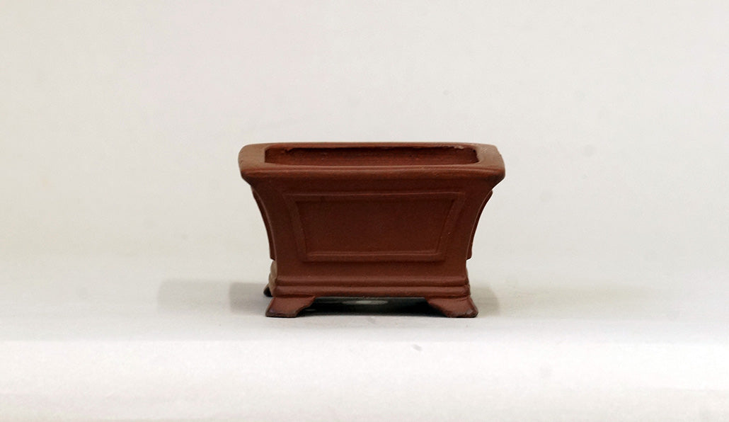 朱泥正方鉢 英明 8cm JE023　