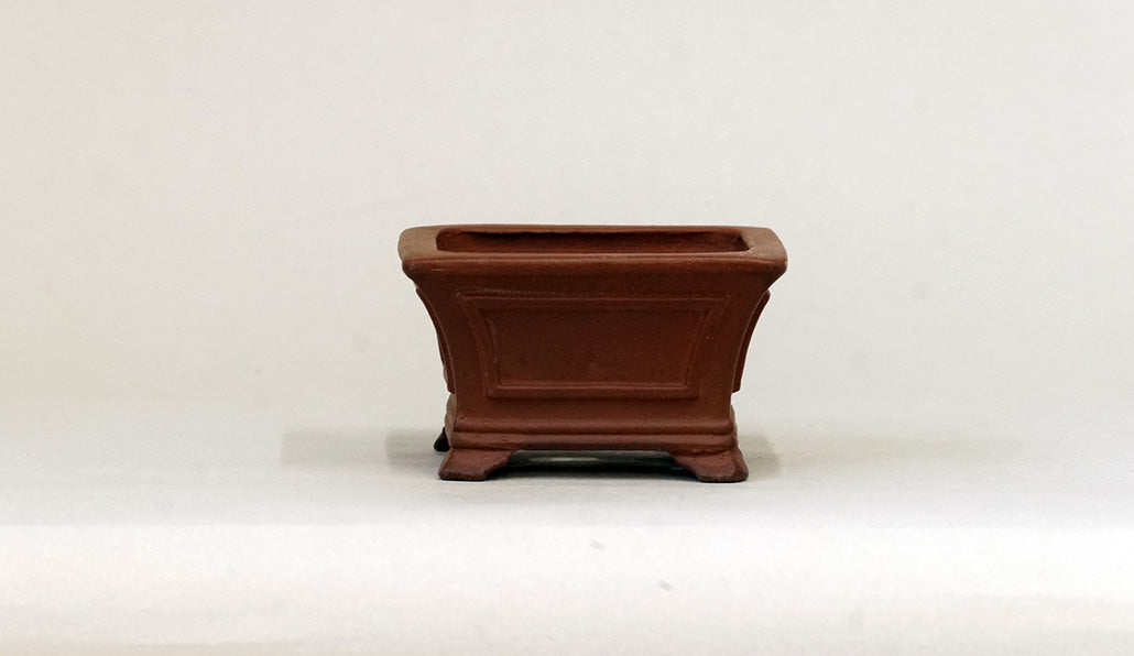 朱泥正方鉢 英明 8cm JE023　