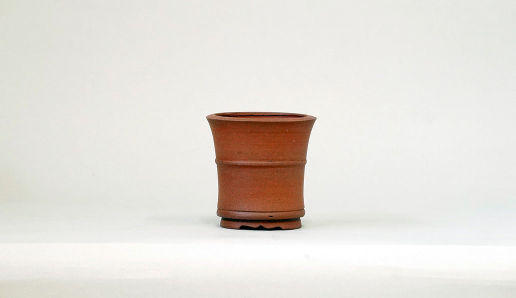 朱泥筒型丸鉢 英明 7.8cm JE029　