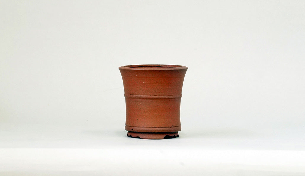朱泥筒型丸鉢 英明 7.8cm JE029　