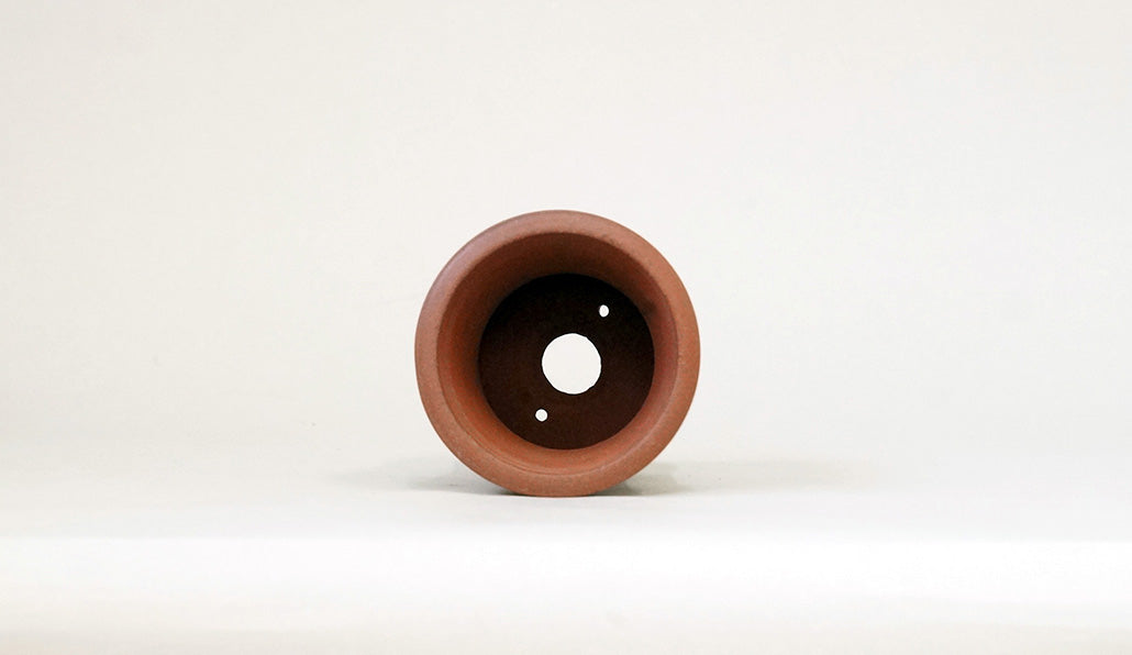 朱泥筒型丸鉢 英明 7.8cm JE029　
