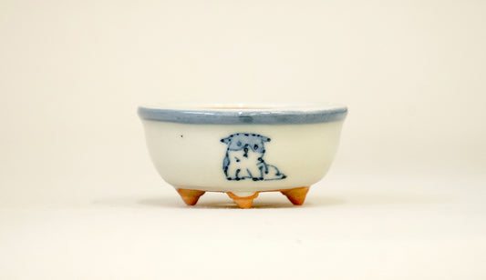 子犬図染付ミニ丸鉢 月山 5cm JG172