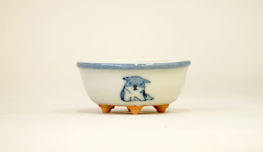 子犬図染付ミニ丸鉢 月山 5cm JG175