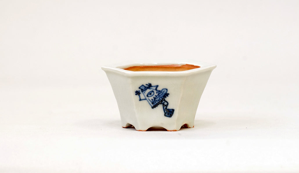 盆栽鉢 落款あり 陶翠 盆栽鉢 丸鉢 落款 現品 新品 : はニわ